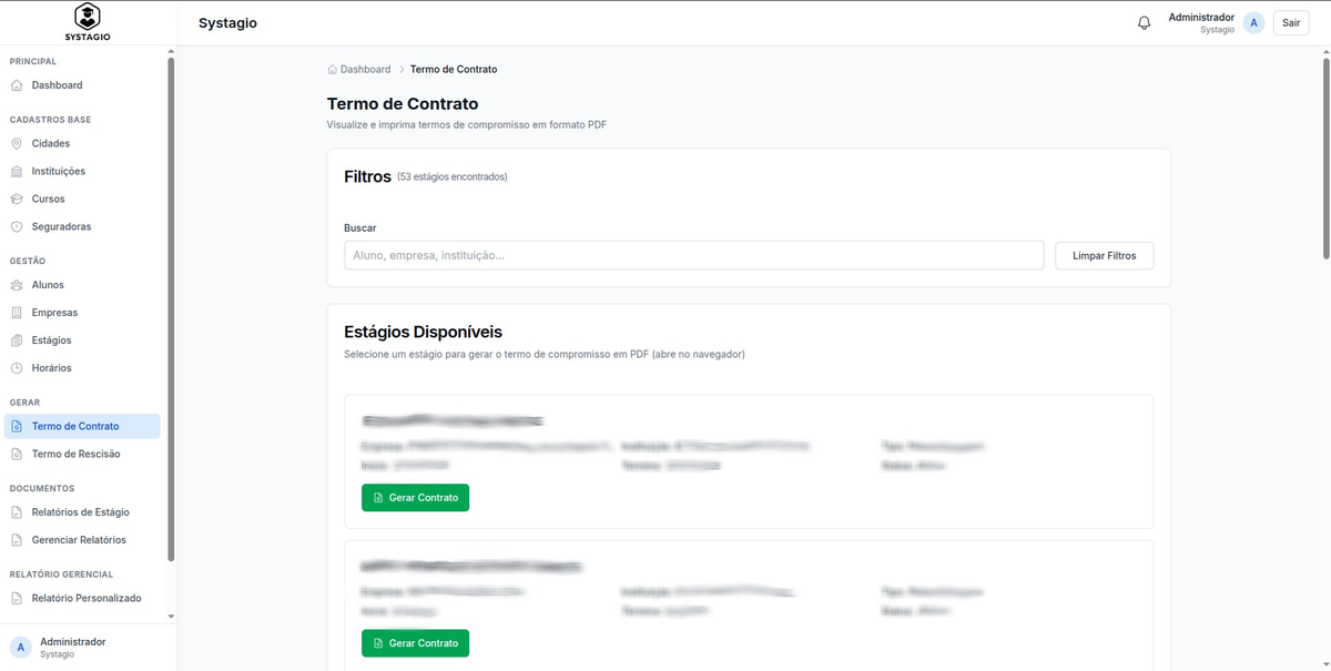Systagio — termo de contrato