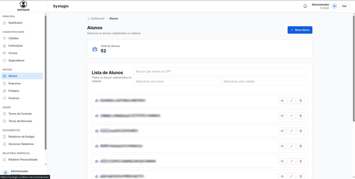 Systagio — gestão de alunos