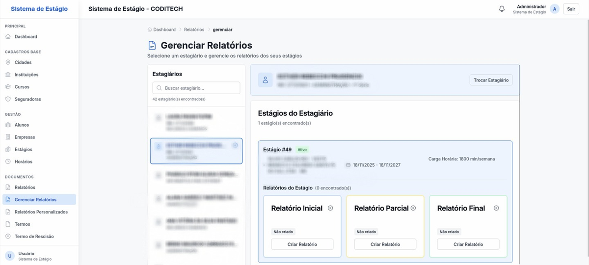 Systagio — gerenciar relatórios